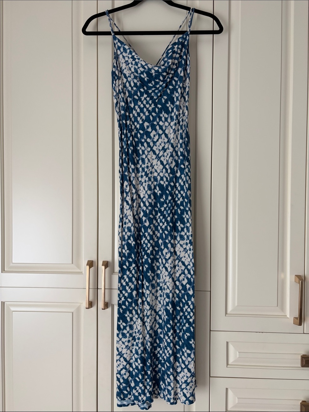 Blue Tie-Dye Maxi Slip Dress